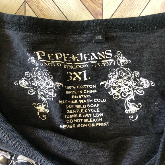 Pepe Jeans United Kingdom Gem Studded Graphic Tee Cross Black/Gray Size 3XL - Picture 3 of 8